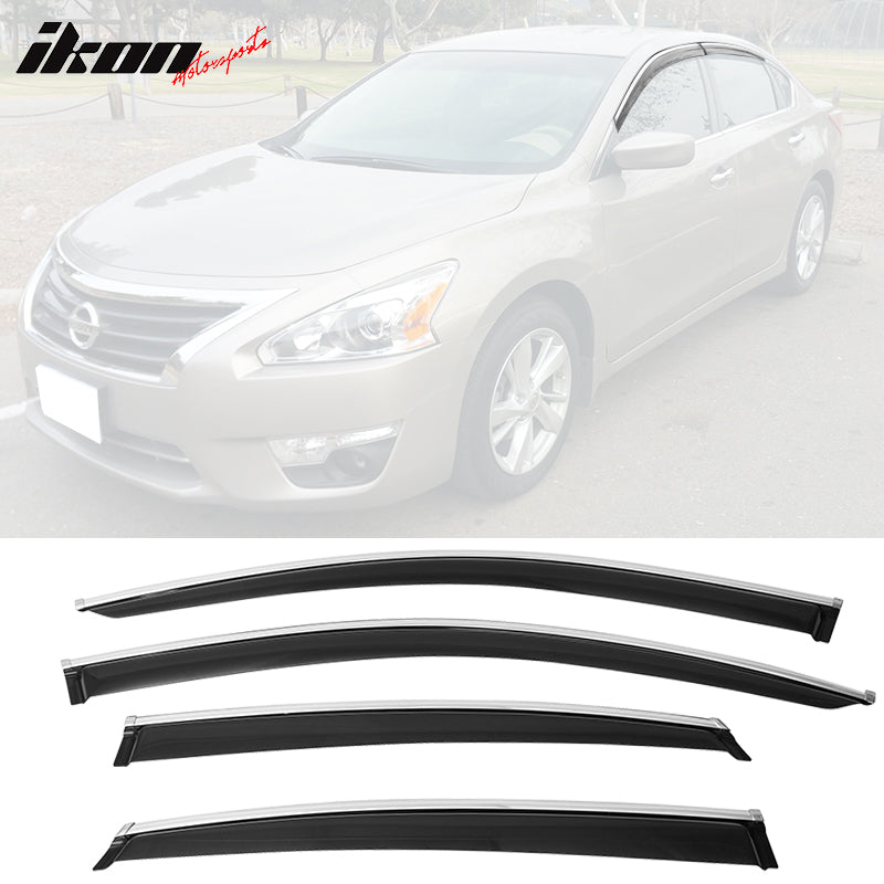 2013-2018 Nissan Altima Slim Style Window Visor Chrome Trim Acrylic