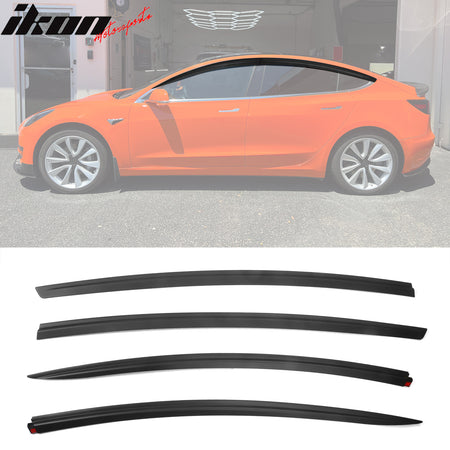 For 17-24 Tesla Model 3 ABS Tape-on Window Visor Sun Rain Guard 4PCS