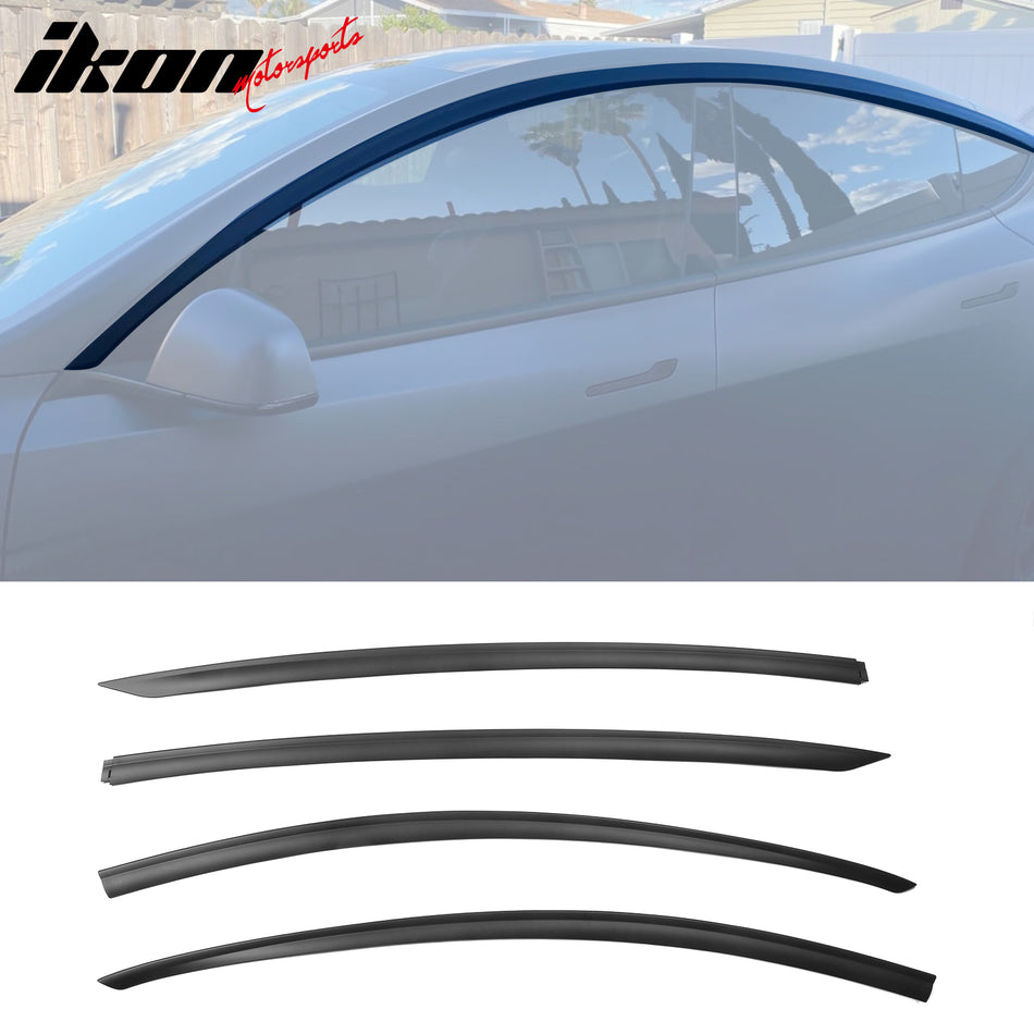 IKON MOTORSPORTS, Window Visors Compatible With 2020-2023 Tesla Model Y All Models, ABS Rain Sun Guards 4PCS, 2021 2022