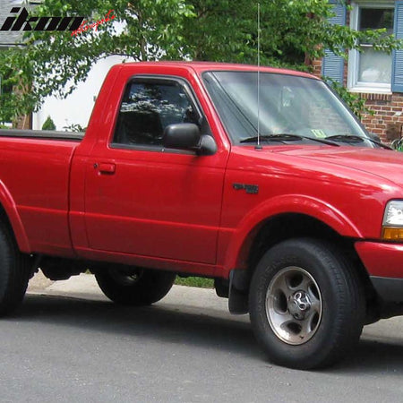 Window Visor Compatible With 1993-2011 Ford Ranger Mazda, In Channel Style Dark Smoke Tint Acrylic Shade Rain Sun Guard Wind Vent Air Deflector by IKON MOTORSPORTS, 1994 1995 1996 1997 1998 1999