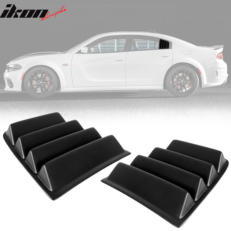 Fits 11-23 Dodge Charger V1 Style Side Quarter Matte Black + Rear Window Louver