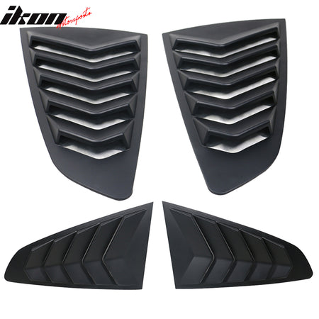 Fits 15-23 Ford Mustang IKON Side Quarter Window Louver Cover Vent 2PC Unpainted