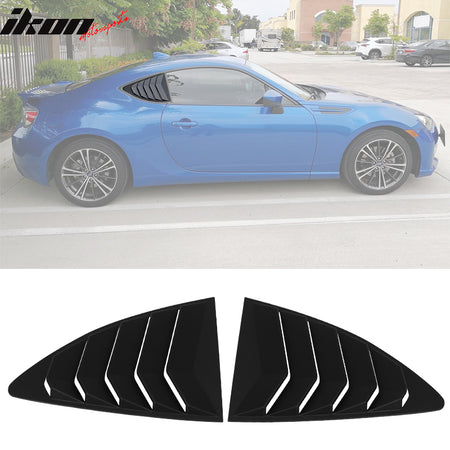 IKON MOTORSPORTS, Rear Louver Compatible With 2013-2020 Scion FR-S Subaru BRZ and Toyota 86, Ikon Style ABS Quarter Window Panel Gloss Black / Matte Black / Carbon Fiber Print