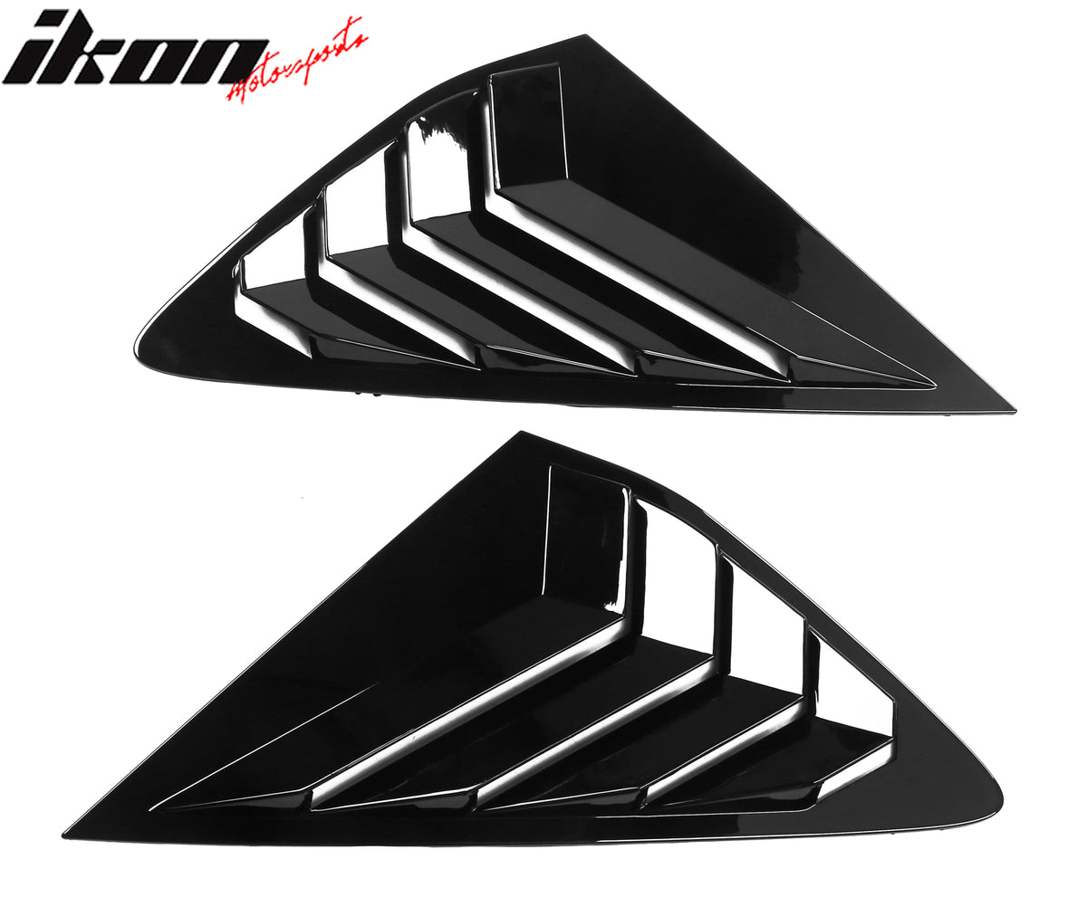 IKON MOTORSPORTS, Rear Side Window Louver Covers Compatible With 2023-2024 Honda Accord Sedan 4-Door, IKON Style ABS 2PCS