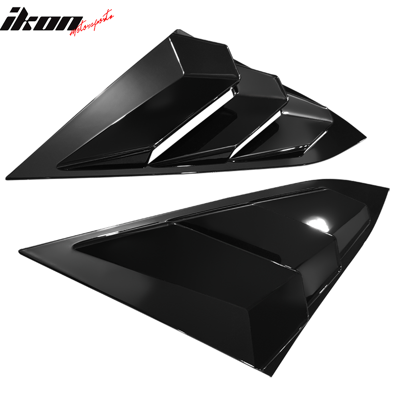 Fits 16-21 Honda Civic Sedan Rear Side Window Louver Sun Rain Shade Gloss Black