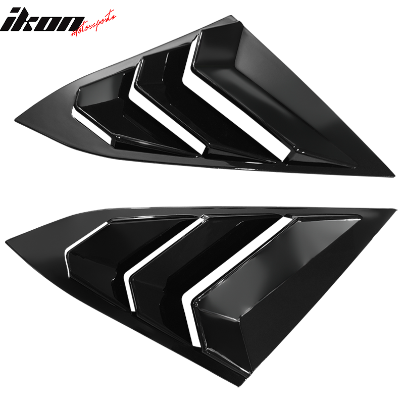 Fits 16-21 Honda Civic Sedan Rear Side Window Louver Sun Rain Shade Gloss Black