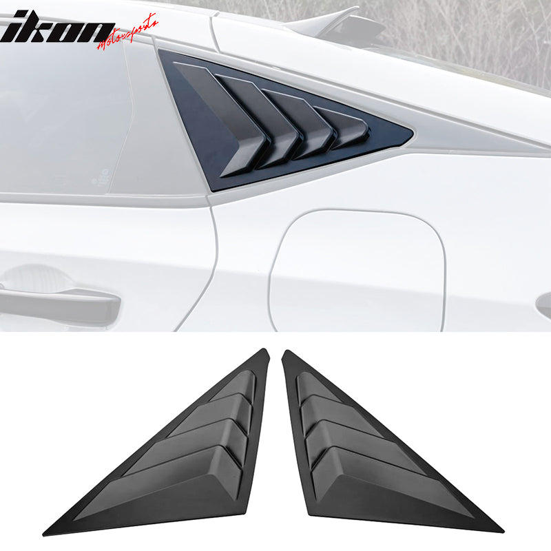 IKON MOTORSPORTS, Window Louver Compatible With 2022-2023 Honda Civic Hatchback, 2PCS Side Quarter Window Louver Scoops