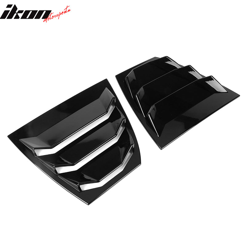 Fits 14-18 Mazda 3 Rear Window Louvers Quarter Scoop Cover Vent Gloss Black -ABS