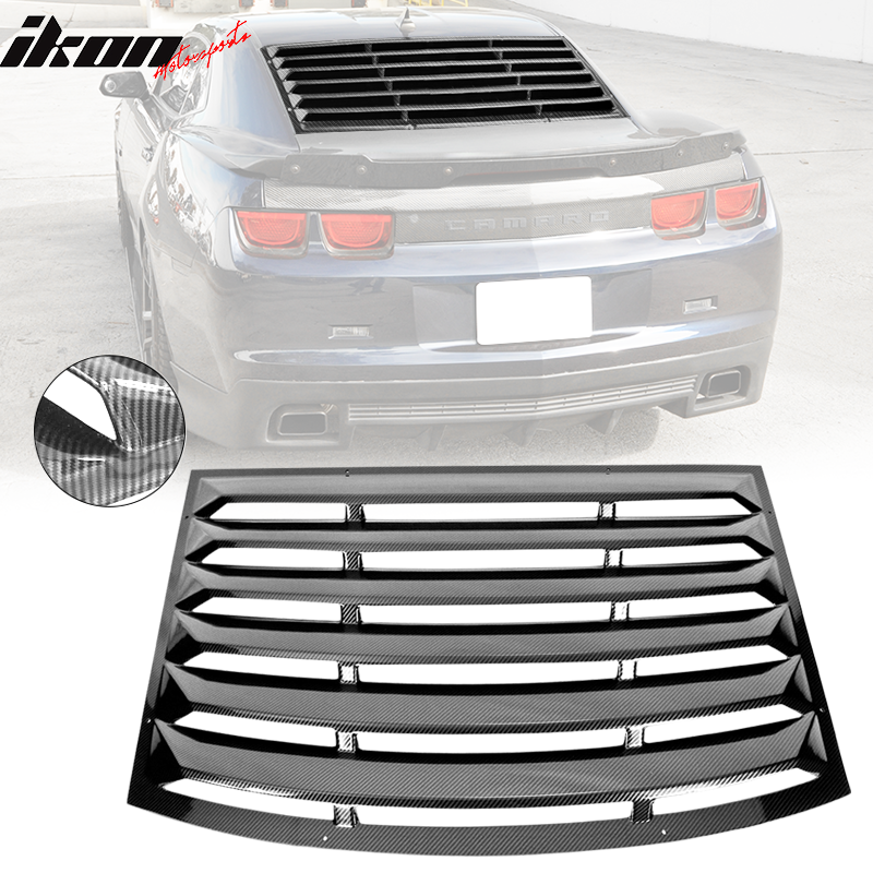 Fits 10-15 Camaro Rear Window Louver Matte Black Gloss Black Carbon Fiber Print