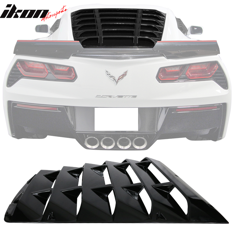 Fits 14-19 Chevy Corvette C7 Window Louver Rain Wind Guard Carbon Fiber Print