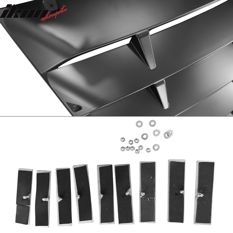 Fits 14-19 Chevy Corvette C7 Gloss Black Side & Rear Window Louvers Matte Black