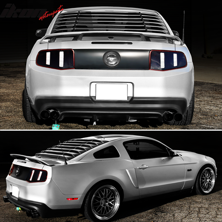 Fits 05-14 Ford Mustang IKON Style 2PCS Side Window Scoops + Rear Window Louver