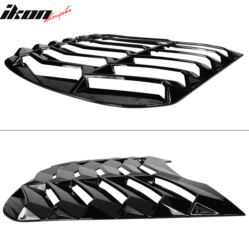 Fits 15-24 Ford Mustang IKON Style Gloss Black Rear Window Louver Sun Shade ABS