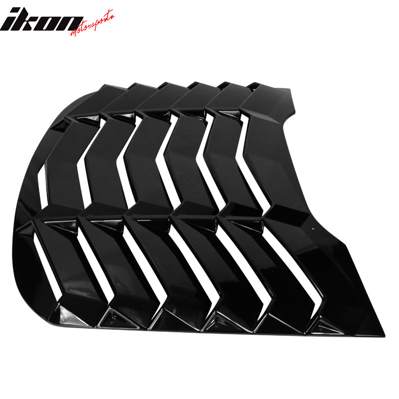 Fits 15-24 Ford Mustang IKON Style Gloss Black Rear Window Louver Sun Shade ABS