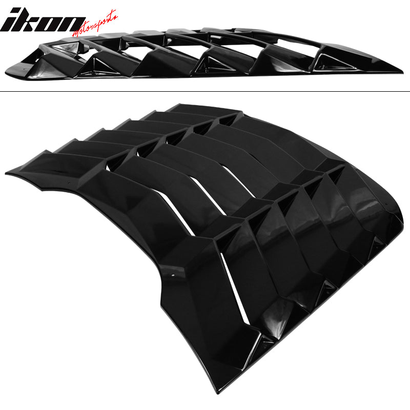 Fits 15-24 Ford Mustang IKON Style Gloss Black Rear Window Louver Sun Shade ABS