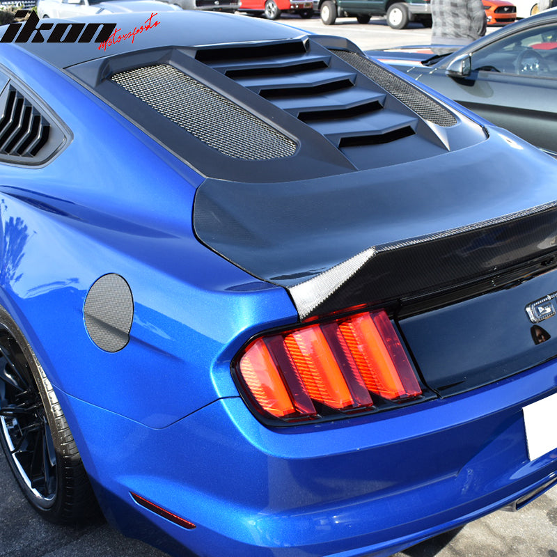 Window Louvers Compatible With 2015-2022 Ford Mustang, IKON V2 Style ABS Plastic Rear Window Louver Visors Guards By IKON MOTORSPORTS