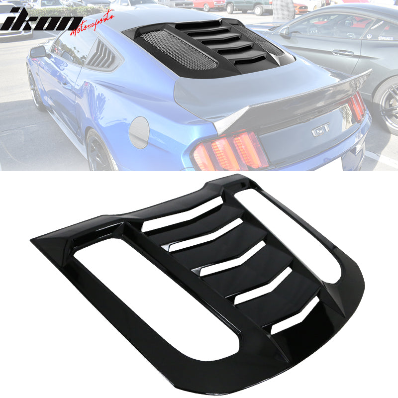 Window Louvers Compatible With 2015-2022 Ford Mustang, IKON V2 Style ABS Plastic Rear Window Louver Visors Guards By IKON MOTORSPORTS