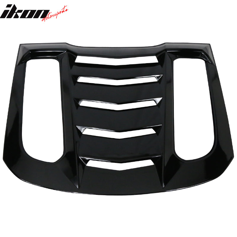 Window Louvers Compatible With 2015-2022 Ford Mustang, IKON V2 Style ABS Plastic Rear Window Louver Visors Guards By IKON MOTORSPORTS