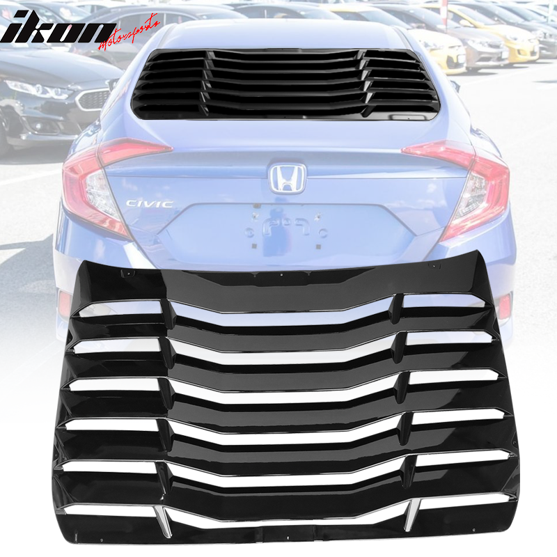 Fits 16-20 Honda Civic Sedan IKON Style Window Louver ABS Carbon Fiber Print