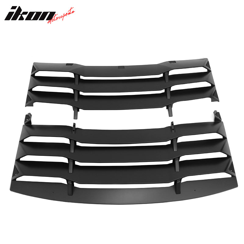 IKON MOTORSPORTS Rear Window Louver Compatible With 2011-2023 Dodge Charger, IKON Style ABS Rear Vent Cover Windshield 2PCS, 2012 2013 2014 2015 2016