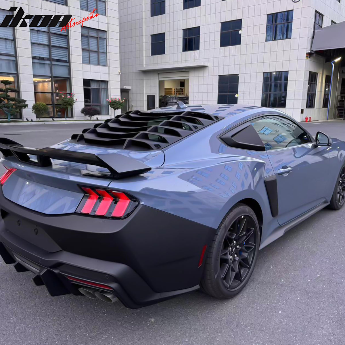 For 24-25 Mustang Coupe IKON Rear Window Windshield Louver Cover ABS Matte Black