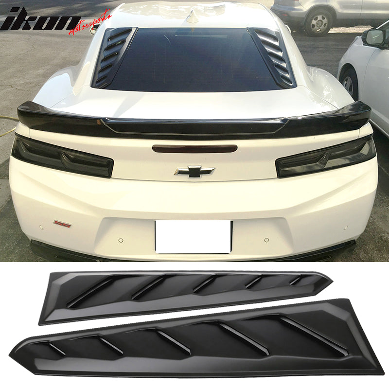 2016-2023 Chevy Camaro Black Rear Window Louvers Pair ABS