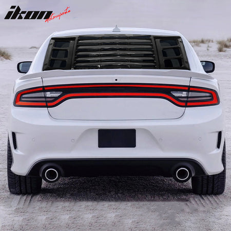 IKON MOTORSPORTS, Rear Window Louver Compatible With 2011-2023 Dodge Charger, IKON Style Rear Vent Cover Windshield 3PCS, 2012 2013 2014 2015 2016 2017