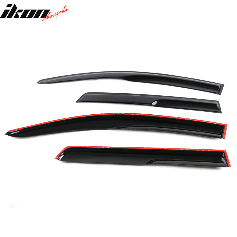 Window Visor Compatible With 2007-2011 Chevy Aveo5, Acrylic Smoke Tinted & Semi-transparent Sun Rain Shade Guard Wind Vent Air Deflector by IKON MOTORSPORTS, 2008 2009 2010