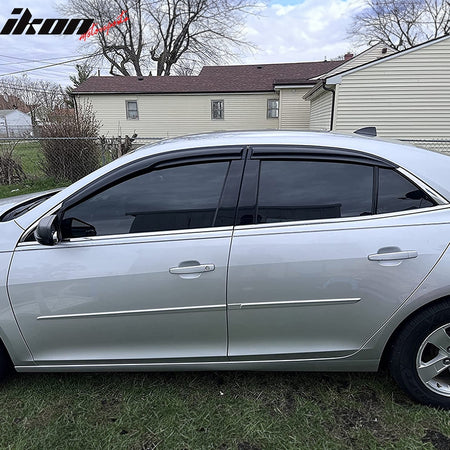 Window Visors Compatible With 2013-2015 Chevrolet Malibu & 2016 Malibu Limited, Smoked Aero JDM Wind Deflectors Stick On by IKON MOTORSPORTS, 2014