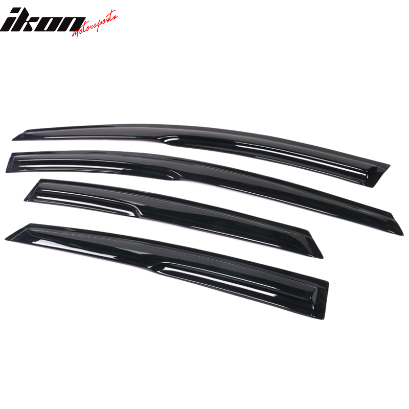 Window Visor Compatible With 2012-2018 Ford Focus, Acrylic Smoke Tinted Sun Rain Shade Guard Wind Deflector Air Vent by IKON MOTORSPORTS, 2013 2014 2015 2016 2017