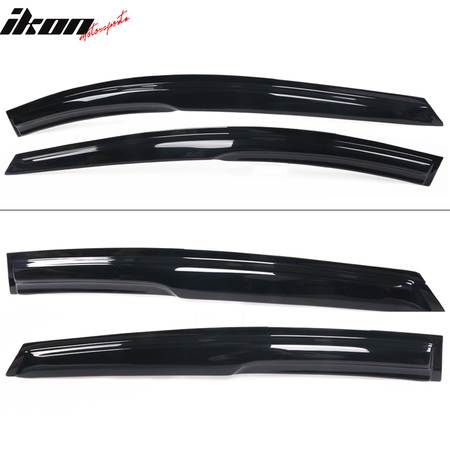 Window Visor Compatible With 2012-2018 Ford Focus, Acrylic Smoke Tinted Sun Rain Shade Guard Wind Deflector Air Vent by IKON MOTORSPORTS, 2013 2014 2015 2016 2017