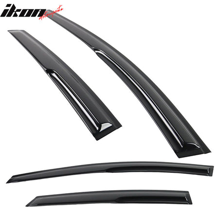 Window Visor Compatible With 2008-2011 Ford Focus Sedan, Smoke Tinted Semi-Transparent Acrylic Shade Rain Sun Guard Wind Vent Air Deflector by IKON MOTORSPORTS, 2009 2010