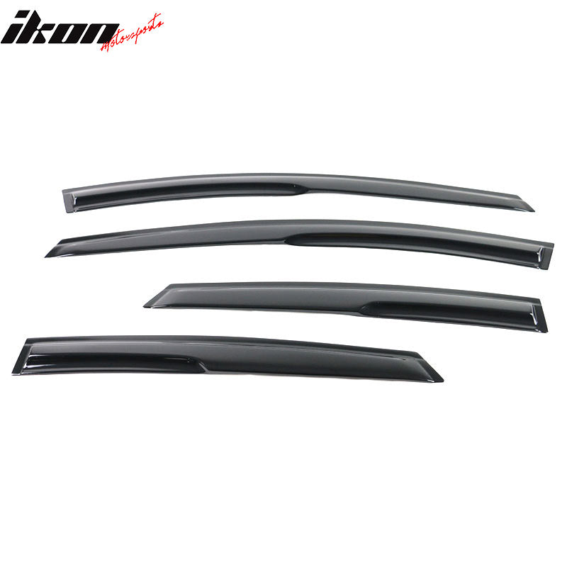 Window Visor Compatible With 2008-2011 Ford Focus Sedan, Smoke Tinted Semi-Transparent Acrylic Shade Rain Sun Guard Wind Vent Air Deflector by IKON MOTORSPORTS, 2009 2010