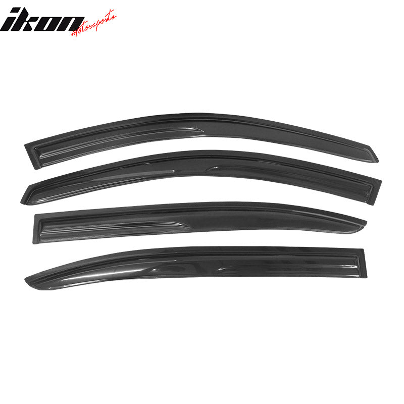 IKON MOTORSPORTS Tape On External Window Visor, Compatible With 2008-2012 Honda Accord 4 Door, Smoke Tinted & Semi-Transparent Sun Rain Wind Guards Shield Vent