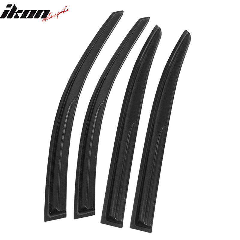 IKON MOTORSPORTS Tape On External Window Visor, Compatible With 2008-2012 Honda Accord 4 Door, Smoke Tinted & Semi-Transparent Sun Rain Wind Guards Shield Vent