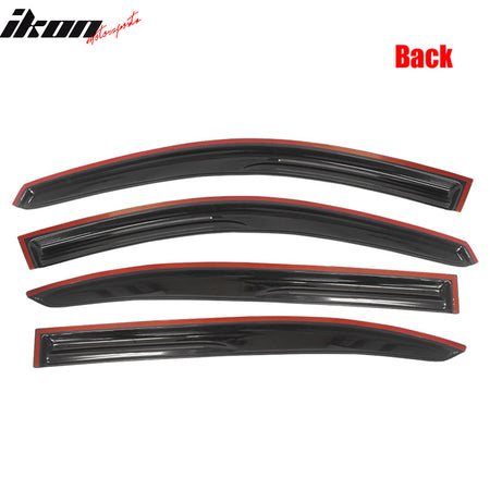 IKON MOTORSPORTS Tape On External Window Visor, Compatible With 2008-2012 Honda Accord 4 Door, Smoke Tinted & Semi-Transparent Sun Rain Wind Guards Shield Vent