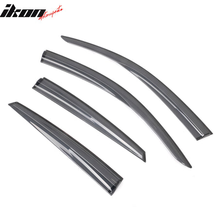 IKON MOTORSPORTS Tape on Window Visors Compatible with 2016-2021 Honda Civic Sedan Only, Mugen Style Acrylic Transparent Smoke Rain Guards, Side Window Wind Deflectors 4PCS