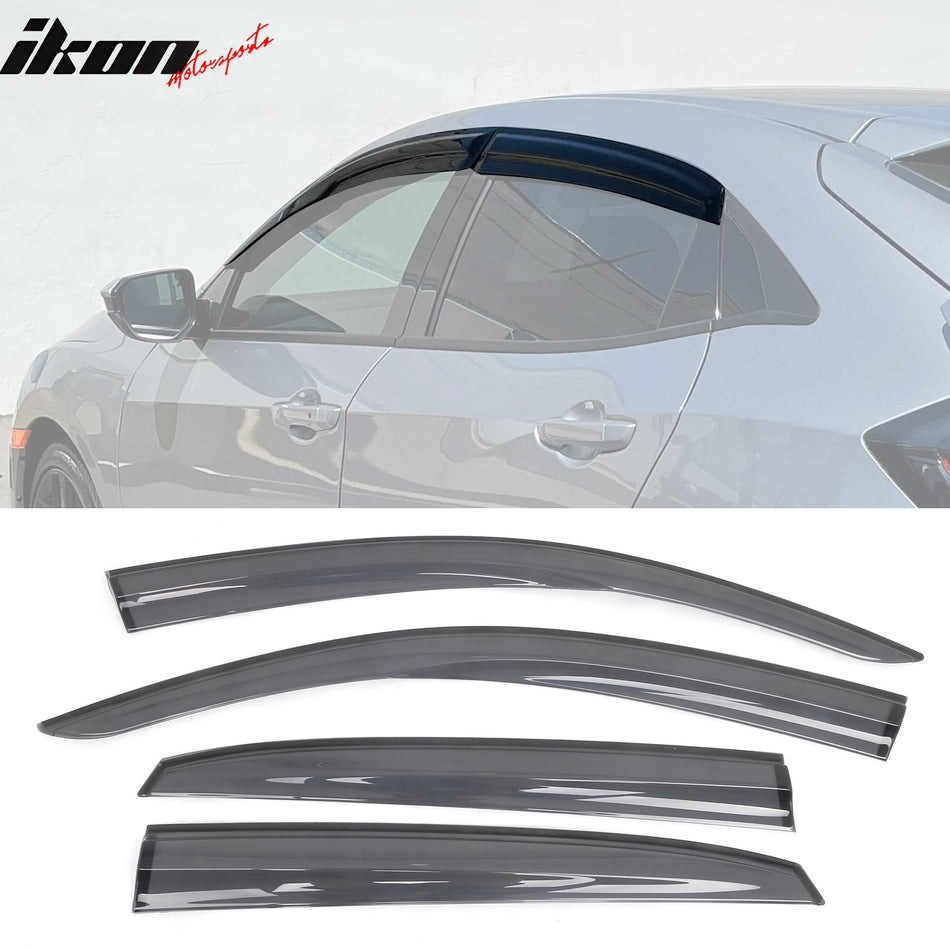 2017-2021 Honda Civic Hatchback Transparent Smoke Window Visor Acrylic