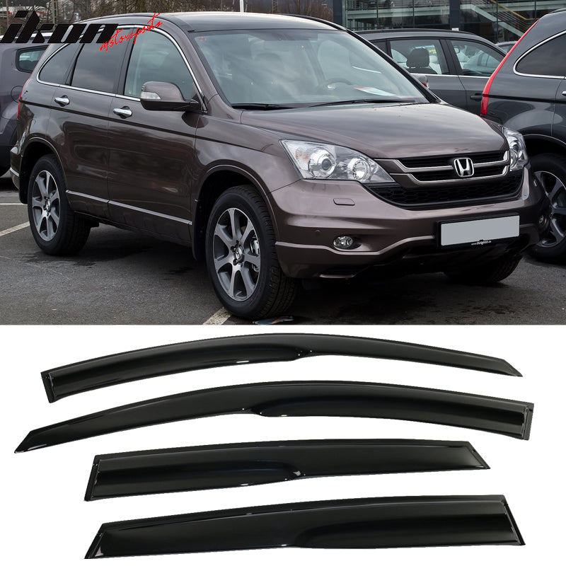 IKON MOTORSPORTS, Window Visor Compatible With 2007-2011 Honda CRV Vent Sun Shade Rain Guards Side Window Deflectors