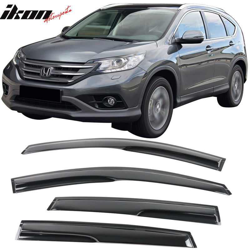 IKON MOTORSPORTS, Window Visor Compatible With 2012-2016 Honda CR-V Vent Sun Shade Rain Guards Side Window Deflectors