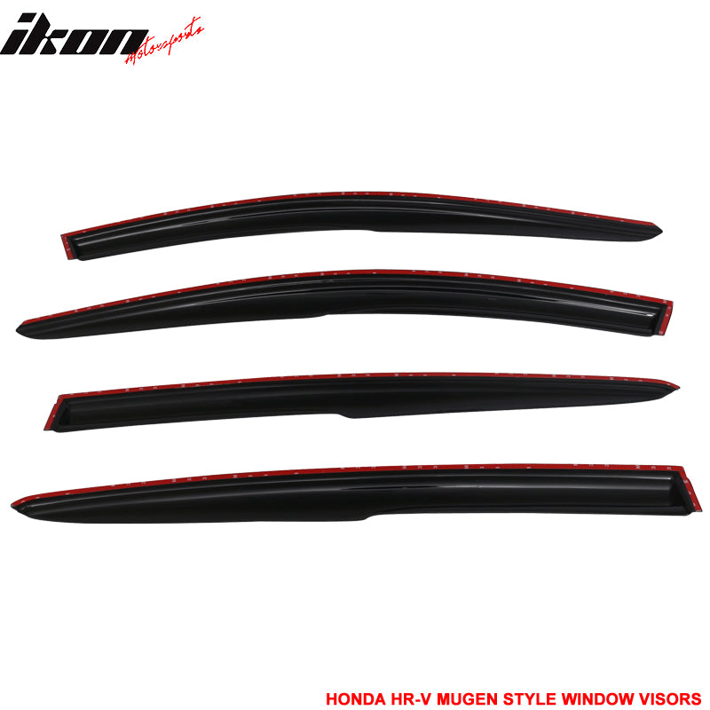 Fits 16-22 Honda HR-V Mugen Style Window Visor Acrylic 4PC Sun Rain Guard Shield