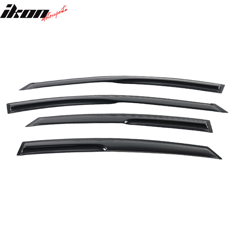 Window Visors Compatible With 2011-2016 Hyundai Elantra Sedan, Smoked Aero JDM Wind Deflectors Stick On by IKON MOTORSPORTS, 2012 2013 2014 2015