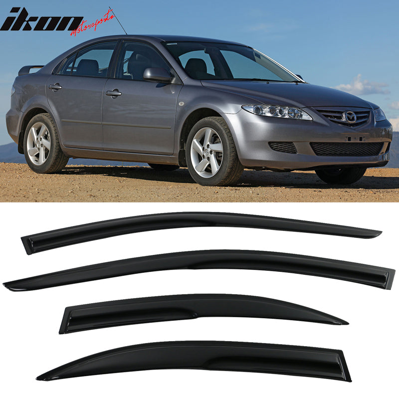 2003-2008 Mazda 6 Mugen Style Smoke Tinted Window Visor Acrylic