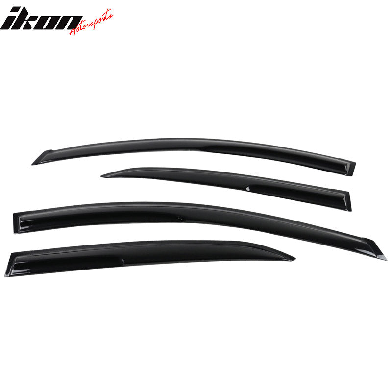 IKON MOTORSPORTS, Tape On External Window Visor Compatible With 2009-2013 Mazda 6, Acrylic Smoke Tinted & Semi-transparent Sun Rain Shade Guard Wind Vent Air Deflector