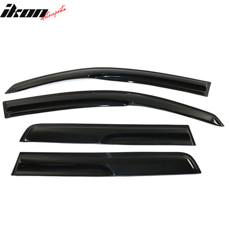 IKON MOTORSPORTS Tape On External Window Visor, Compatible With 2003-2006 Mitsubishi Outlander, Acrylic Smoke Tinted & Semi-transparent Sun Rain Shade Guard Wind Vent Air Deflector