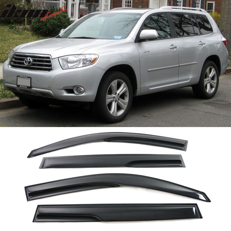 2008-2013 Toyota Highlander Acrylic 4PC Window Visors Tape On Guard