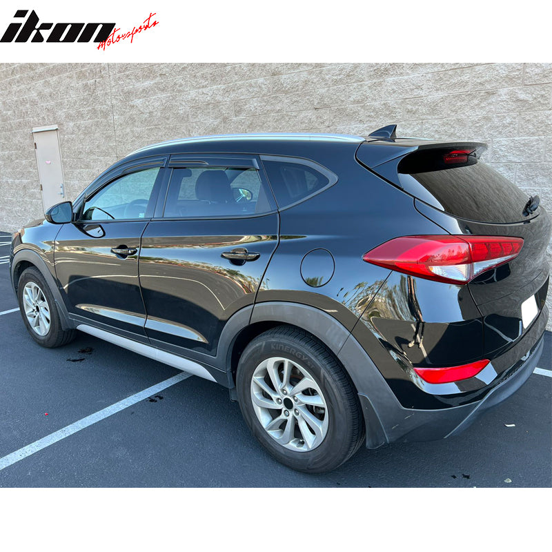 Window Visor Compatible With 2016-2021 Hyundai Tucson, Acrylic Smoke Tinted & Semi-transparent Sun Rain Shade Guard Wind Vent Air Deflector by IKON MOTORSPORTS