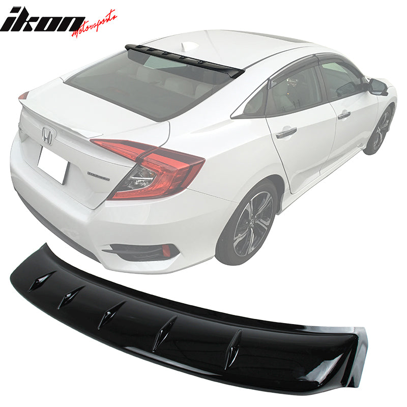 Fits 16-21 Honda Civic Sedan IK V Roof Spoiler Window Visor Smoke Wing