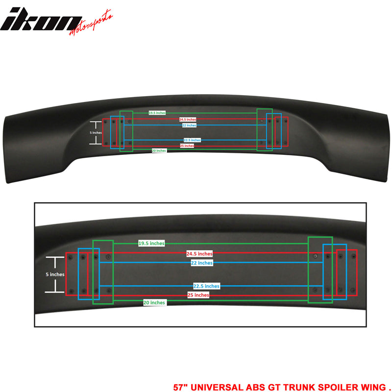 Universal 57 Inch ABS GT Style JDM Adjustable Rear Trunk Spoiler Wing