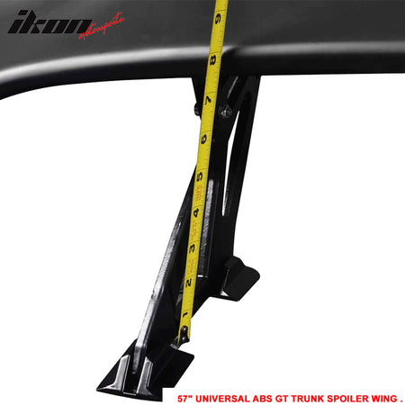 Universal 57 Inch Adjustable JDM Rear Trunk Spoiler Wing Unpainted GT Style ABS